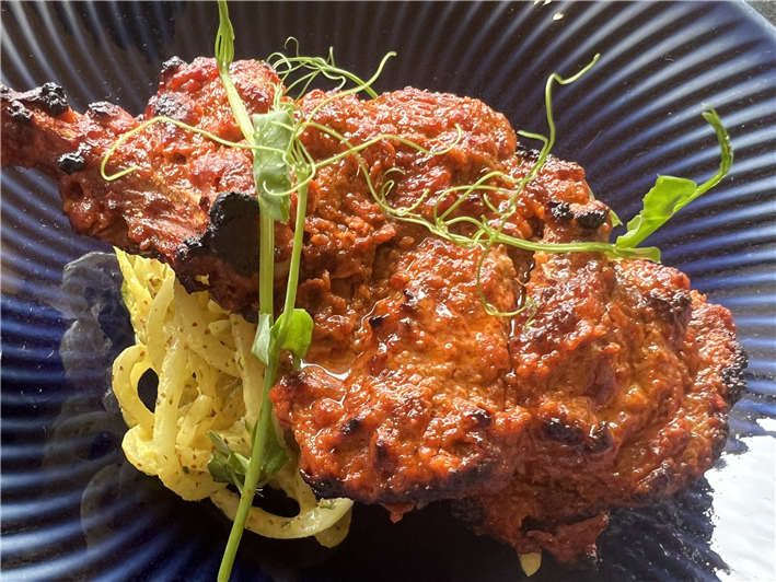 tandoori lamb chop and mustard mooli
